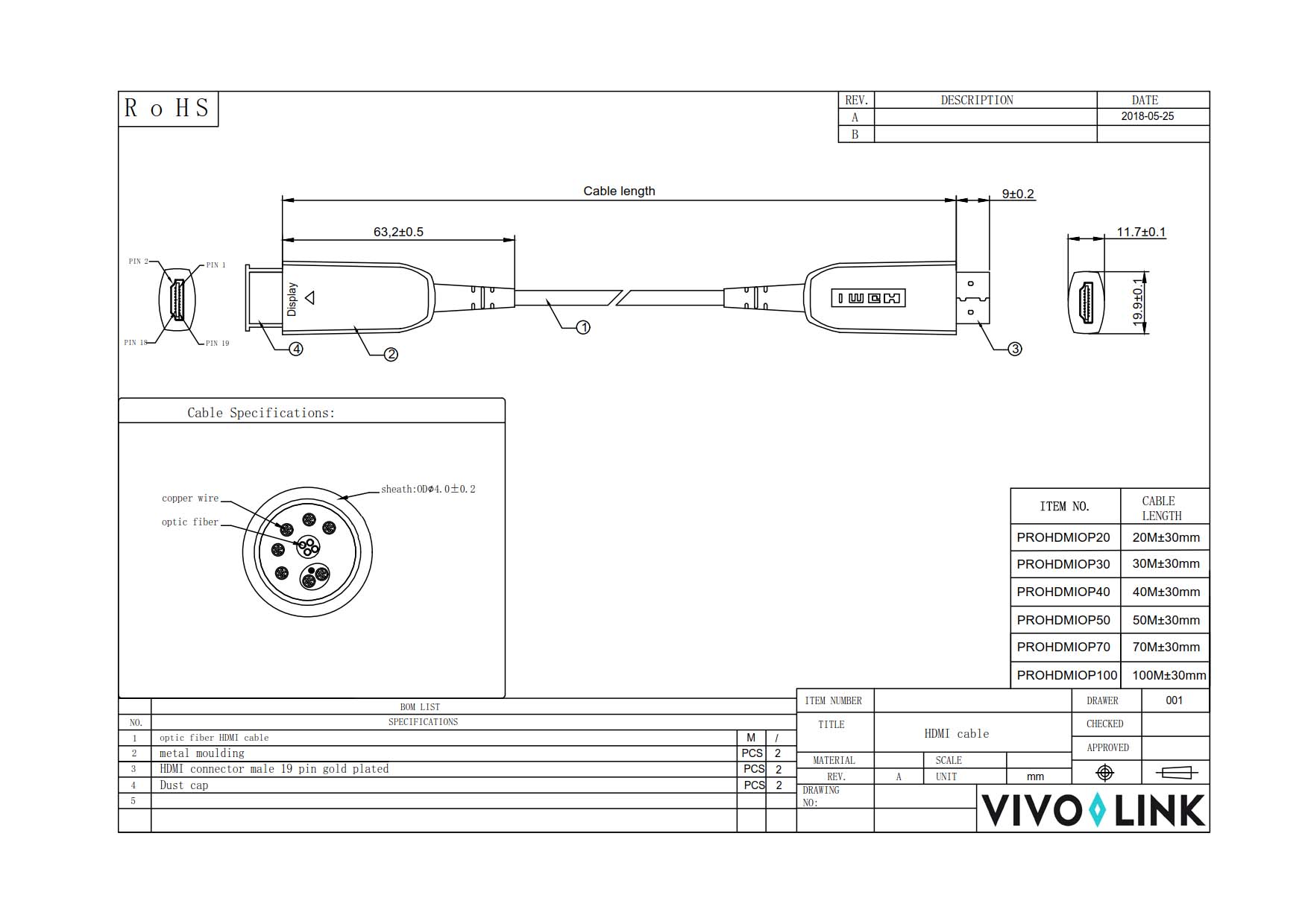 PROHDMIOP8K10, Vivolink Professional Fiber Optic HDMI 8K Cable 10m
