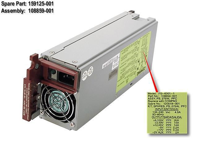 PWR SPLY,275W,HOT PLUG