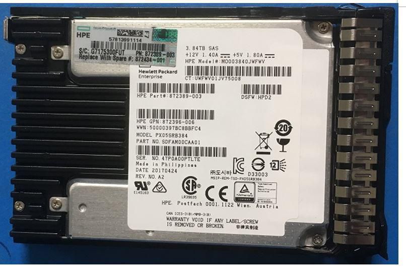 HPE SSD 3.84TB 12G SFF SAS RI SC