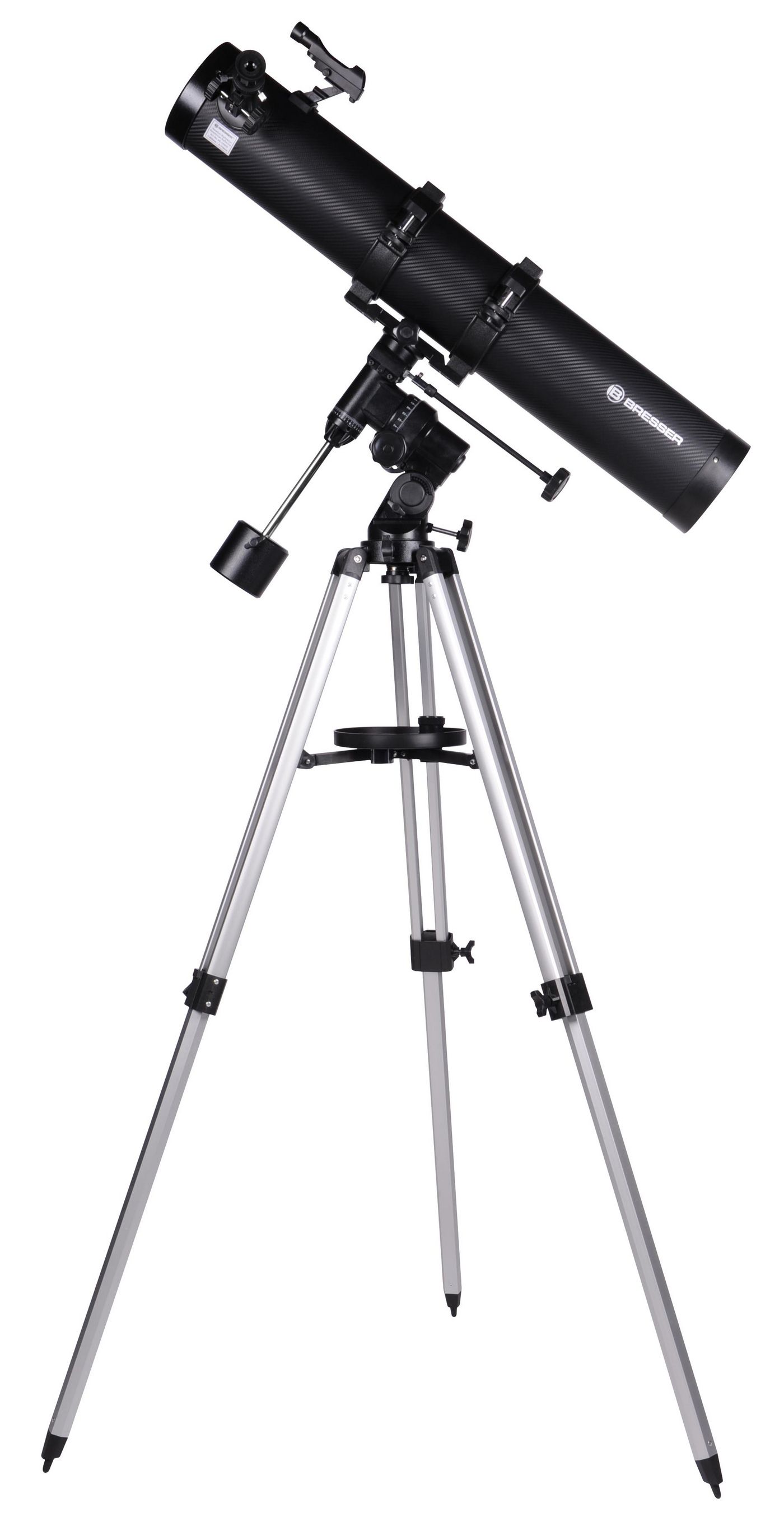 BRESSER Optik Spiegel-Teleskop Galaxia 114/900 EQ carbon Äquatorial Newton, Vergrößerung 45 bis 675