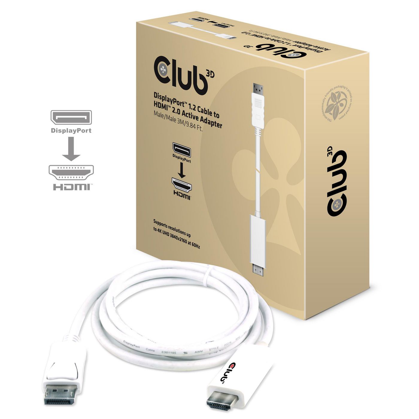 Club3D CAC-1073 Cable DisplayPort  HDMI 2.0 