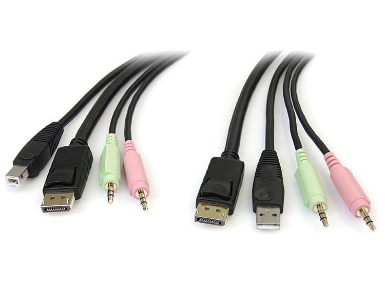 STARTECH.COM 1,8m 4-in-1 USB DisplayPort KVM-Switch Kabel mit Audio und Mikrofon