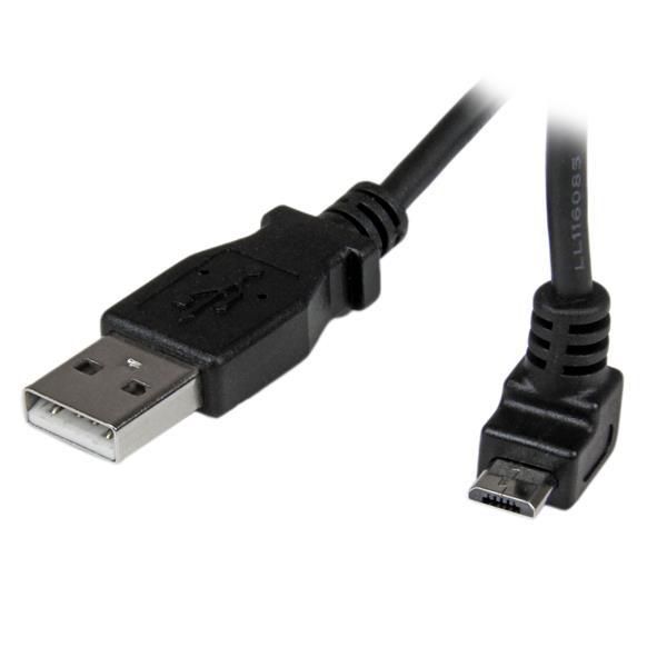 STARTECH.COM 1m USB 2.0 A auf Micro B Kabel aufwärtsgewinkelt - Schwarz - USB A / Micro B Datenkabel