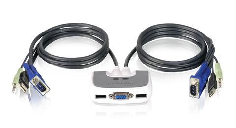 KVM Switch Miniview Micro Plus 2-port USB With Built-in Cables