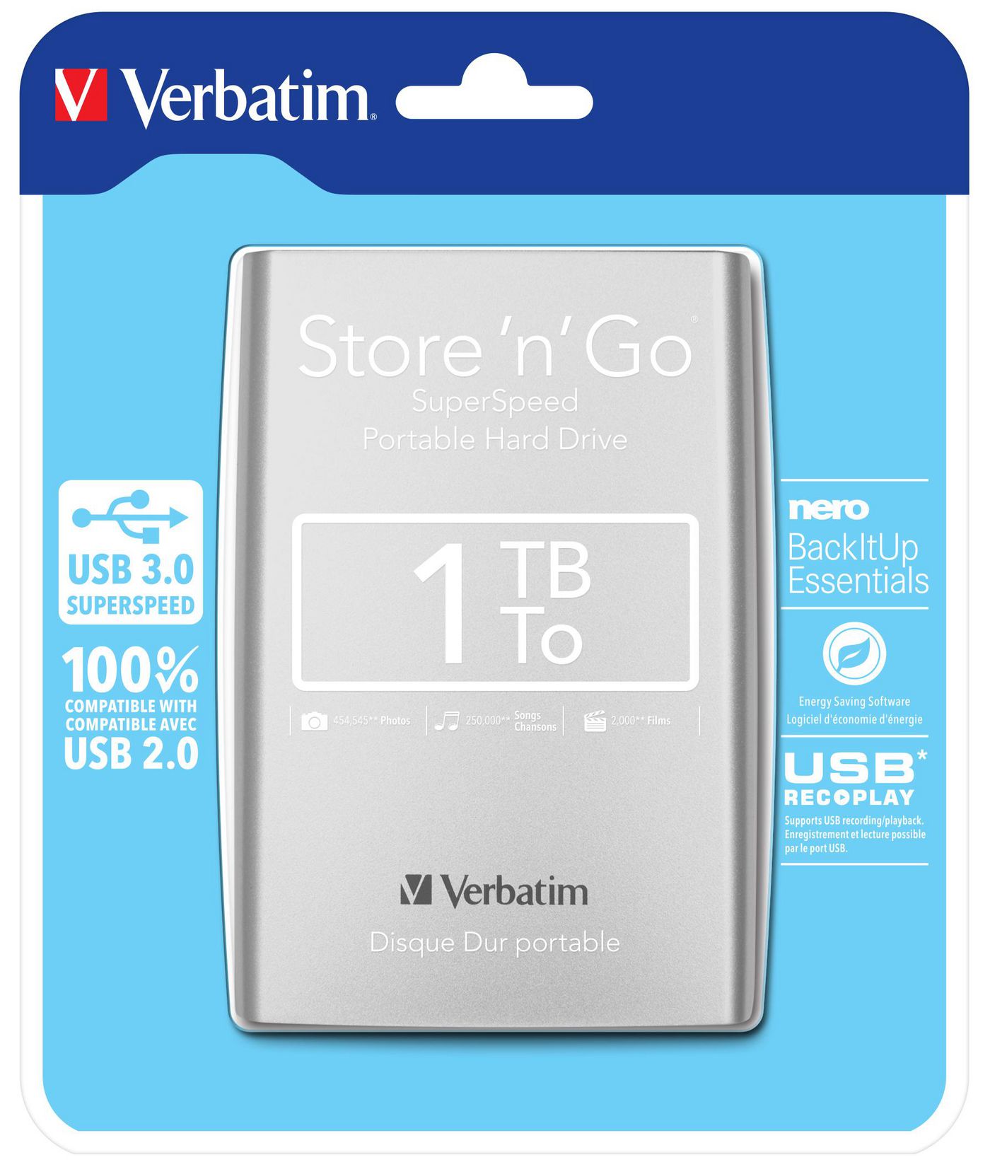 Verbatim 53071 External HD 1 TB Silver 