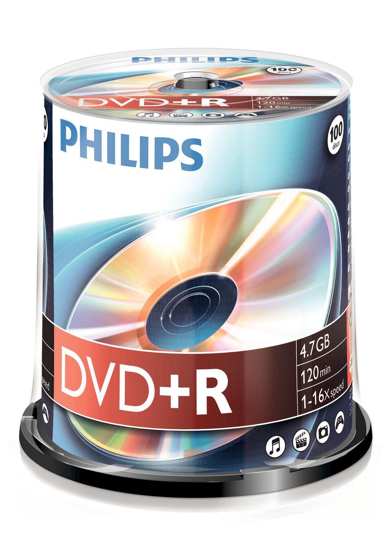 Philips DR4S6B00F00 DR4S6B00F/00 100 x DVD+R, 4.7GB120min, 16x 