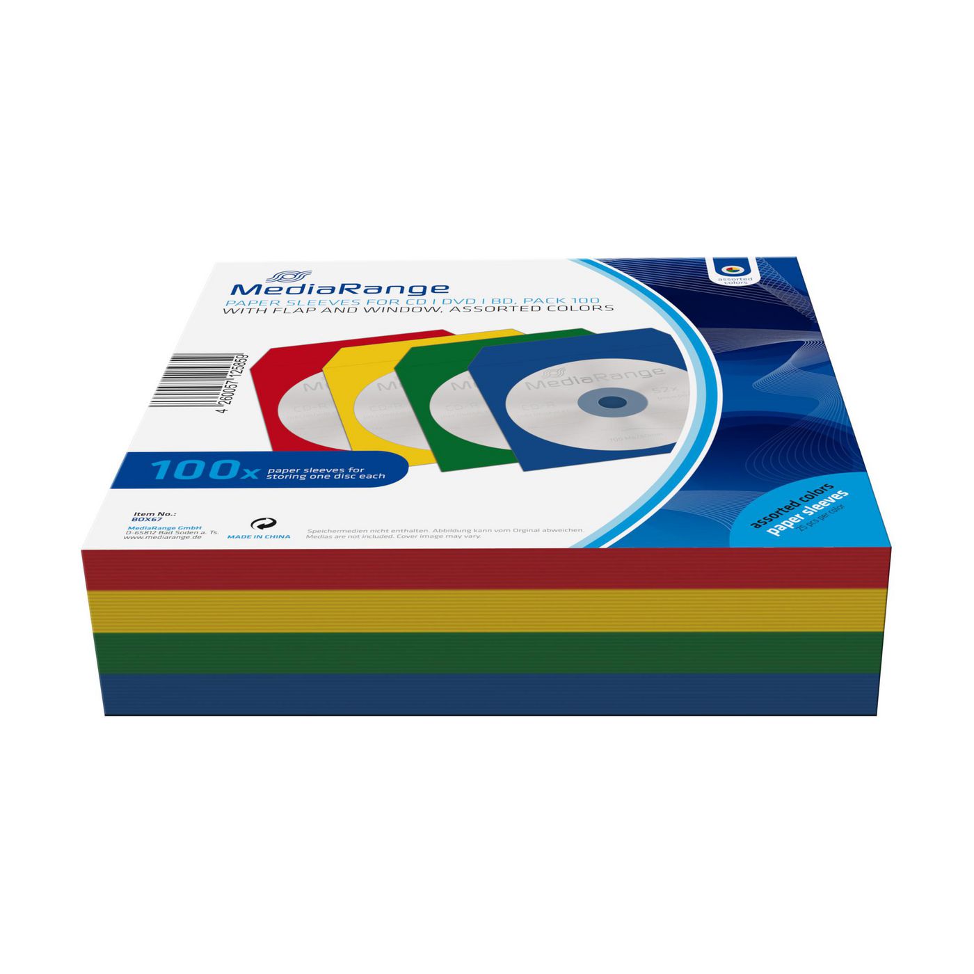 MediaRange BOX67 CD Paperbag Colorpack 100pcs 