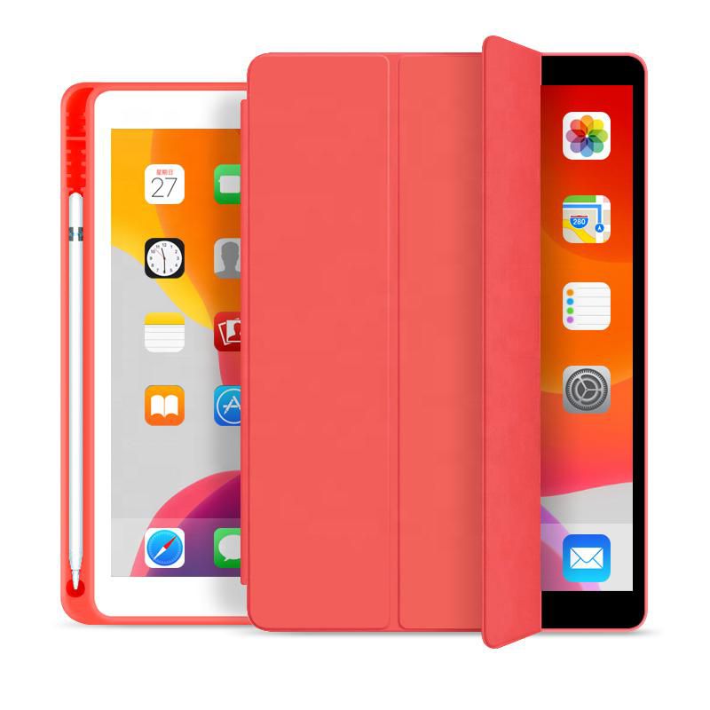 Pencil Case iPad 9.7 2017/2018 Pu Leather Front With Red
