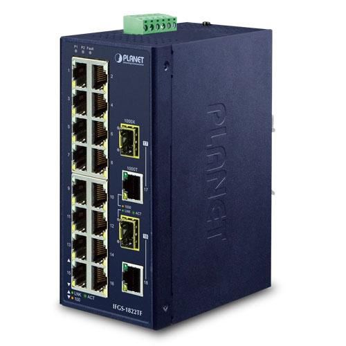 Planet IFGS-1822TF IP30 Industrial 16-Port 