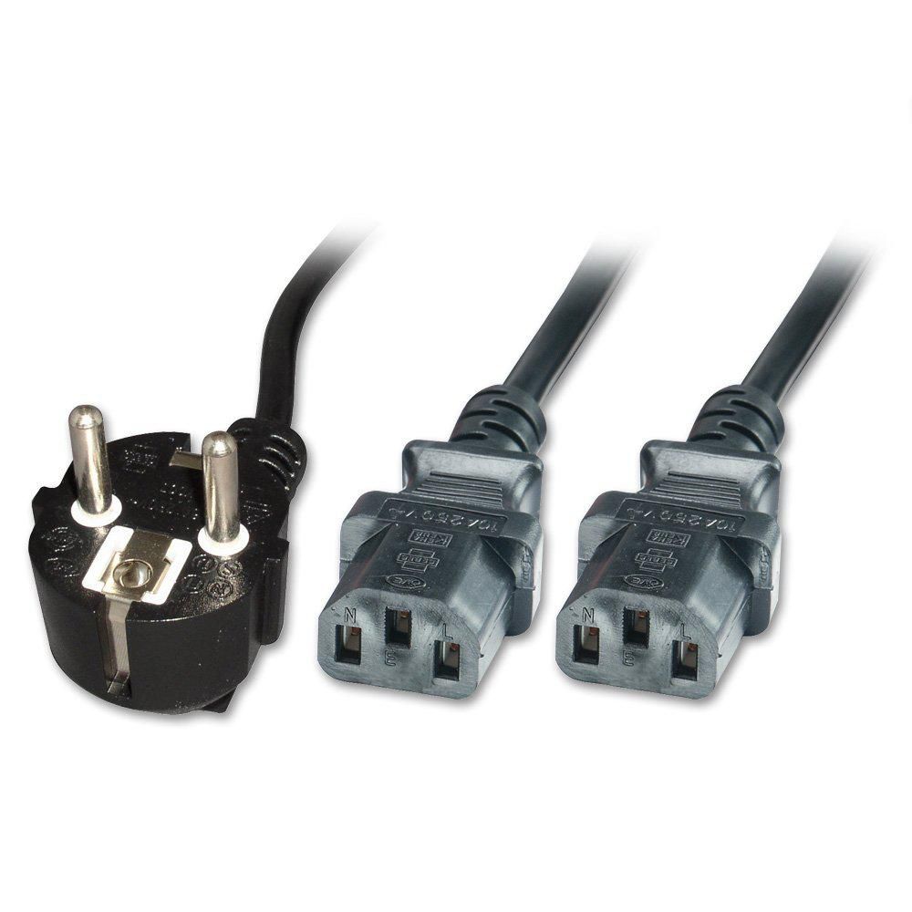 Power Y-cord 1.8m Black Iec320 - Pe011318