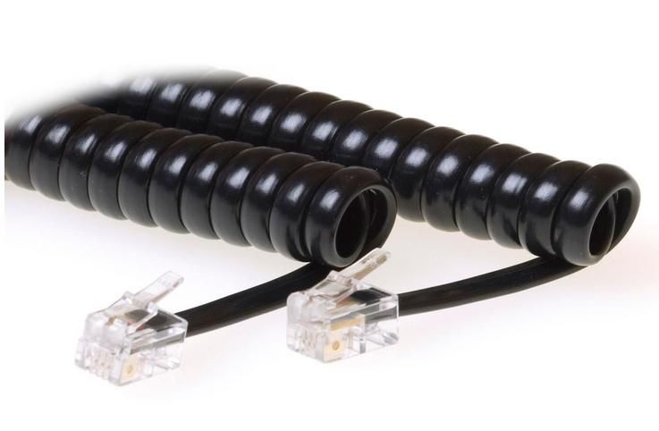Rj10-rj10 1.5m M/m Black Colled Cable