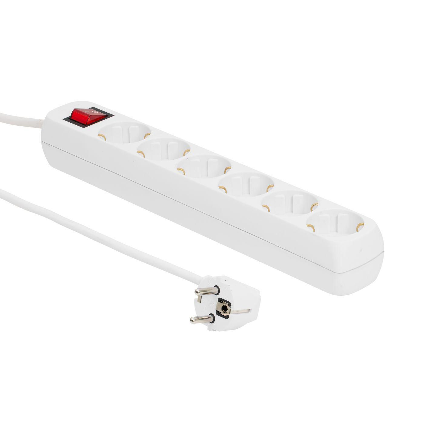 6-way Schuko Socket 10m Whitepower Socket With On/of Switch