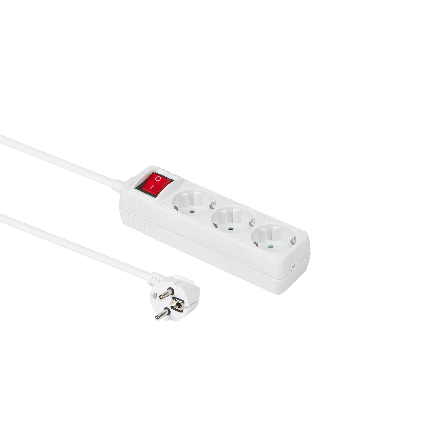 Schuko Power Socket - 3-way - 3m - White With Illuminated Switch