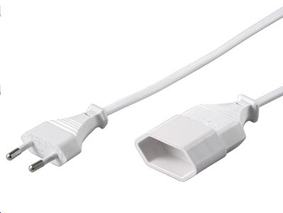 Power Cable Extension 3.0m Euro Male To Euro Female White