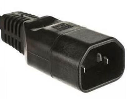 Iec Power Adaptor C14 Plug C14 Socket, Straight, Black