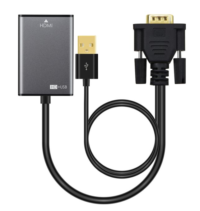 Adapter Vga 15pin  - Hdmi M-f Active, With USB Power