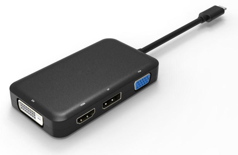 MICROCONNECT USB3.1CCOM10 USB C DVI-D - VGA - HDMI - DisplayPort Schwarz