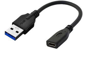 USB3.0a - USB-c 0,2m M-f Adapter, Black