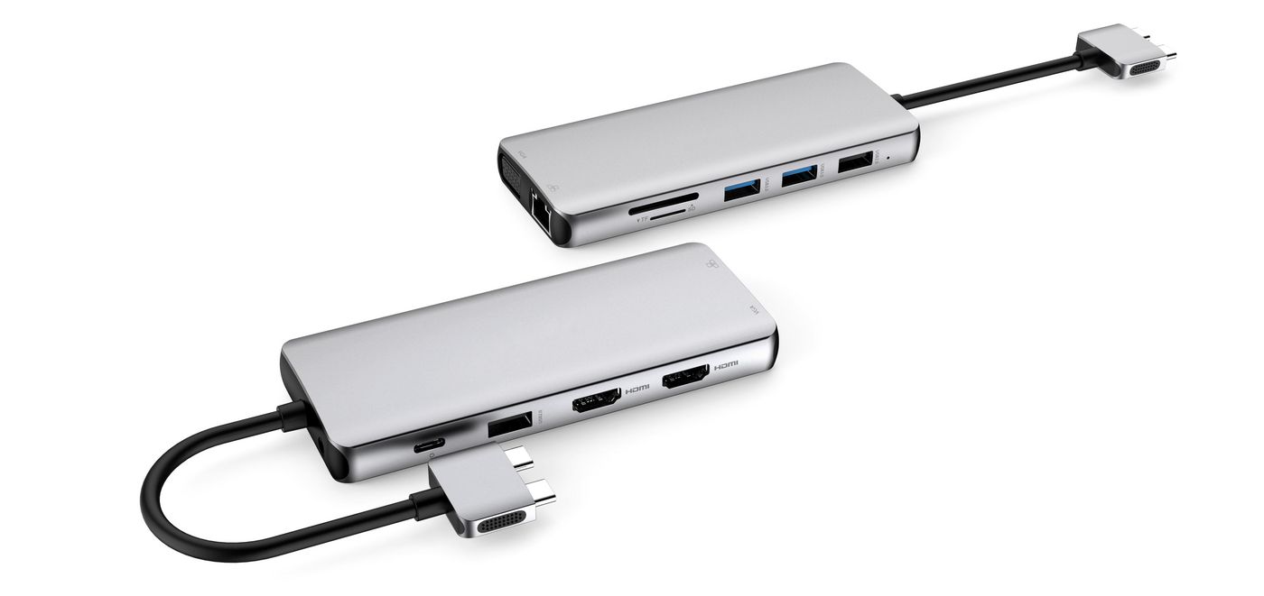 ESTUFF Dual USB-C Dock - Dockingstation - USB-C 3.2 Gen 1 - VGA, HDMI - GigE - für Apple Mac mini (A