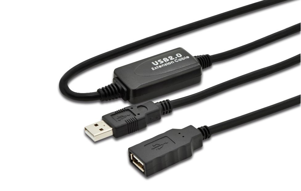 Active USB 2.0 Cable, A-a M-f 10m