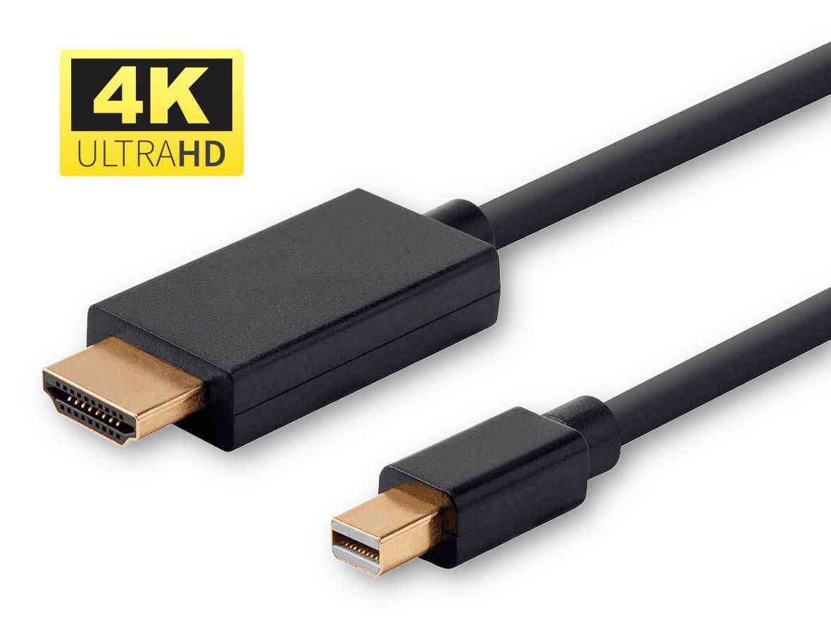 MICROCONNECT MDPHDMI2B-4K 2m Mini DisplayPort HDMI Type A (Standard) Schwarz Videokabel-Adapter