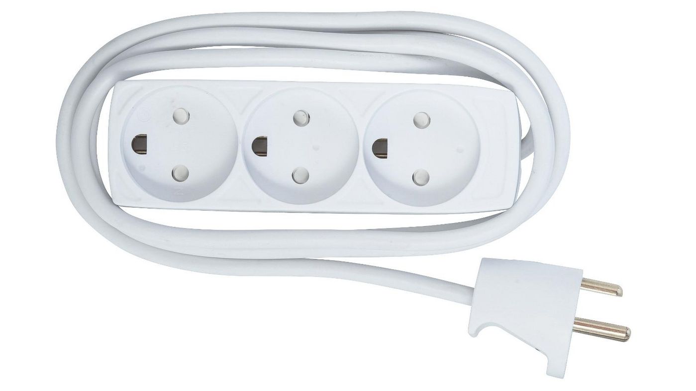 Danish Power Strip - 3-way - 5m Without On/off Switch, With