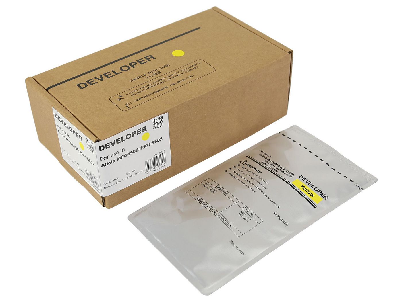 Yellow Developer - chemical Ricoh Aficio - MPC3500, 4500, 3001, 3501, 4501, 5501, 3002, 3502, 4502, 5502 - Warranty: 12M