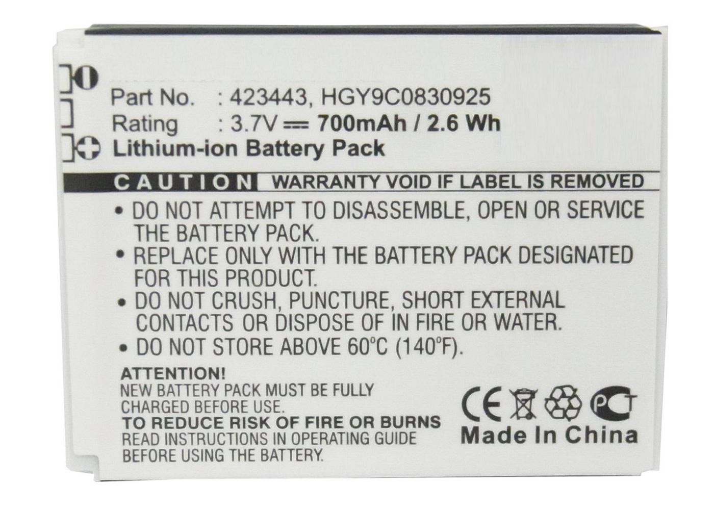 Battery 2.59Wh Li-ion 3.7V 
