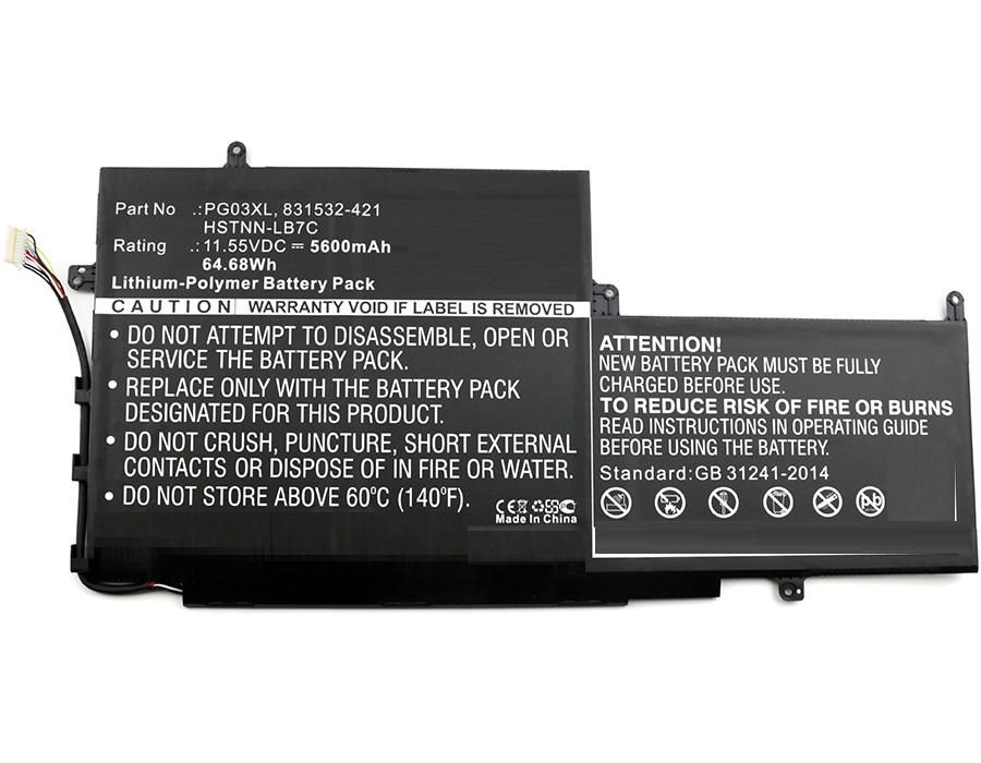 EET CoreParts - Laptop-Batterie - Lithium-Polymer - 5600 mAh - 64.7 Wh - Schwarz - für HP Spectre x3