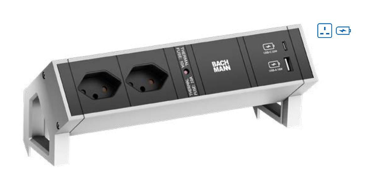 DESK2 2xUK 1xUSB A&C 22W 0,2m - 902.913
