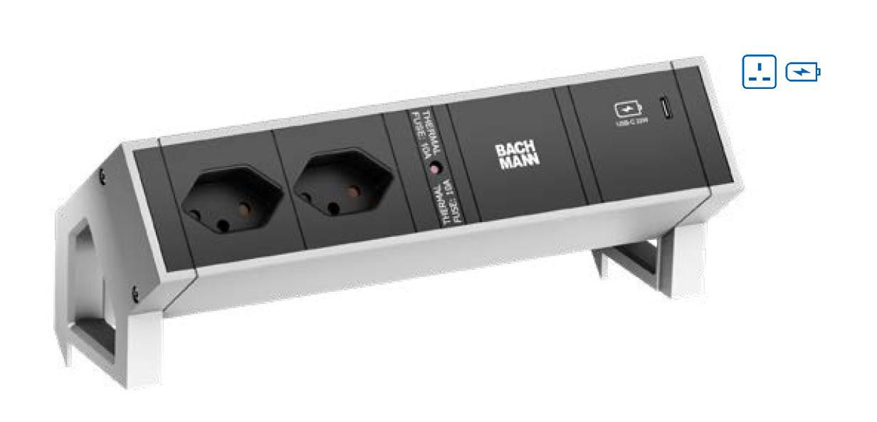 DESK2 2xUK 45° 1xUSB C 60W - 902.915