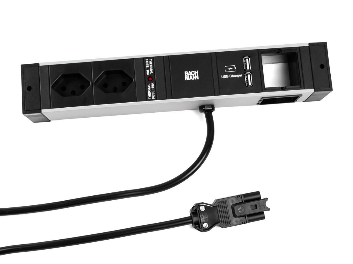 DESK RAIL 2xCH T13 1xUSB - 941.004