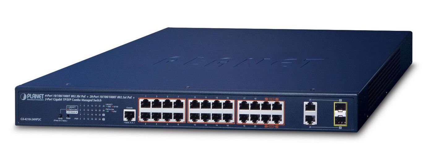 PLANET TECHNOLOGY Planet GS4210-24HP2C PoE L2 Switch 515W