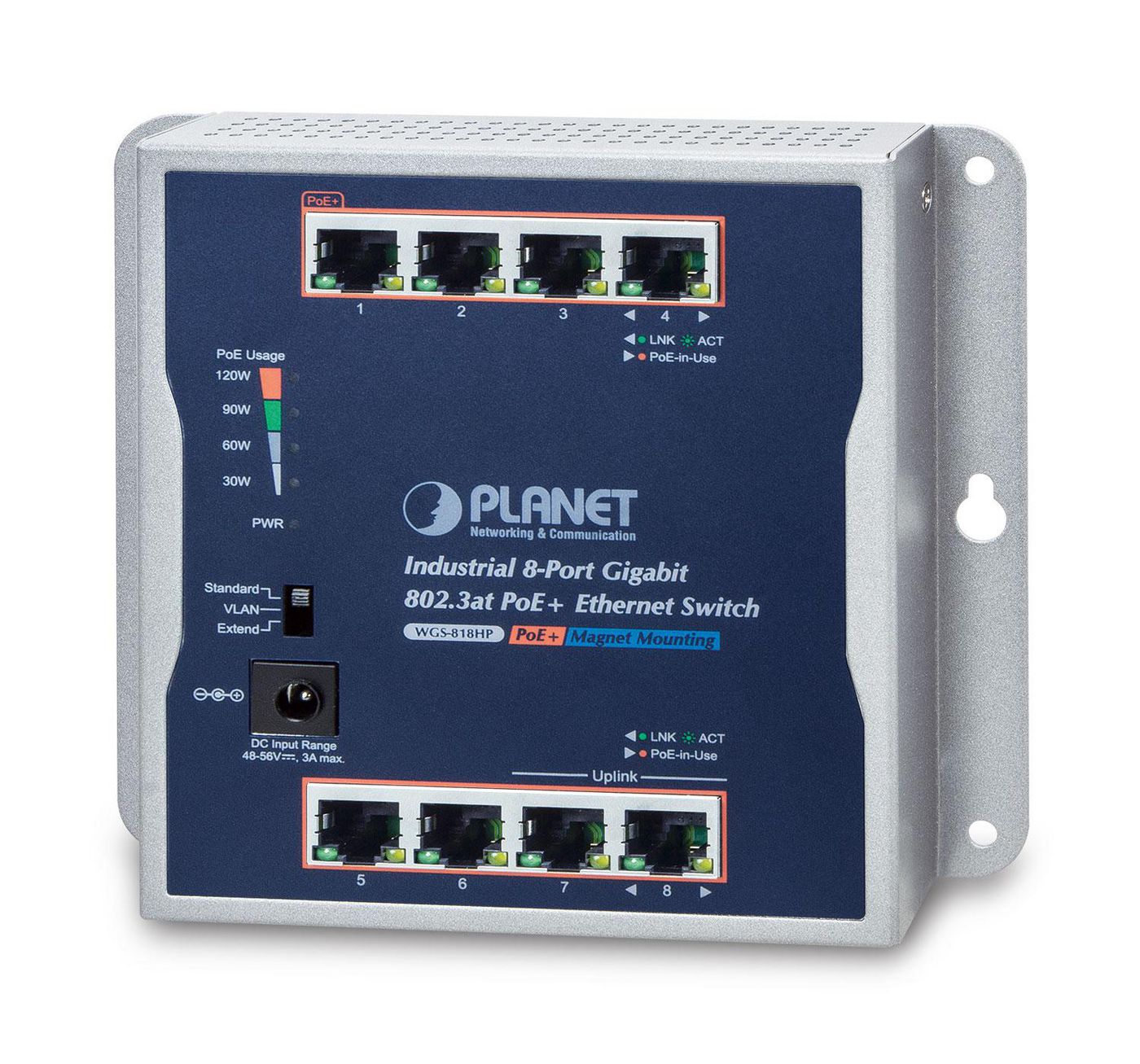 Planet WGS-818HP W125745016 IP30 Industrial 8-Port 