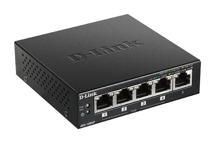 D-Link DGS-1005PE DGS-1005P/E 5-Port Desktop Gigabit PoE+ 