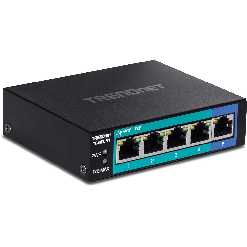 TRENDnet TE-GP051 W125923358 5-Port Gigabit PoE+ Switch 