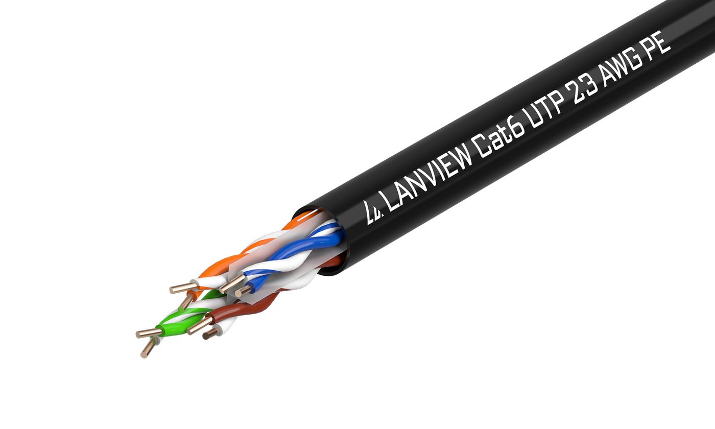 Lanview LVN122155 cavo di rete Nero 500 m Cat6 U/UTP UTP (Cat6 U-UTP Network Cable - 4x2xAWG23 PE black 500m - Outdoor - Warran