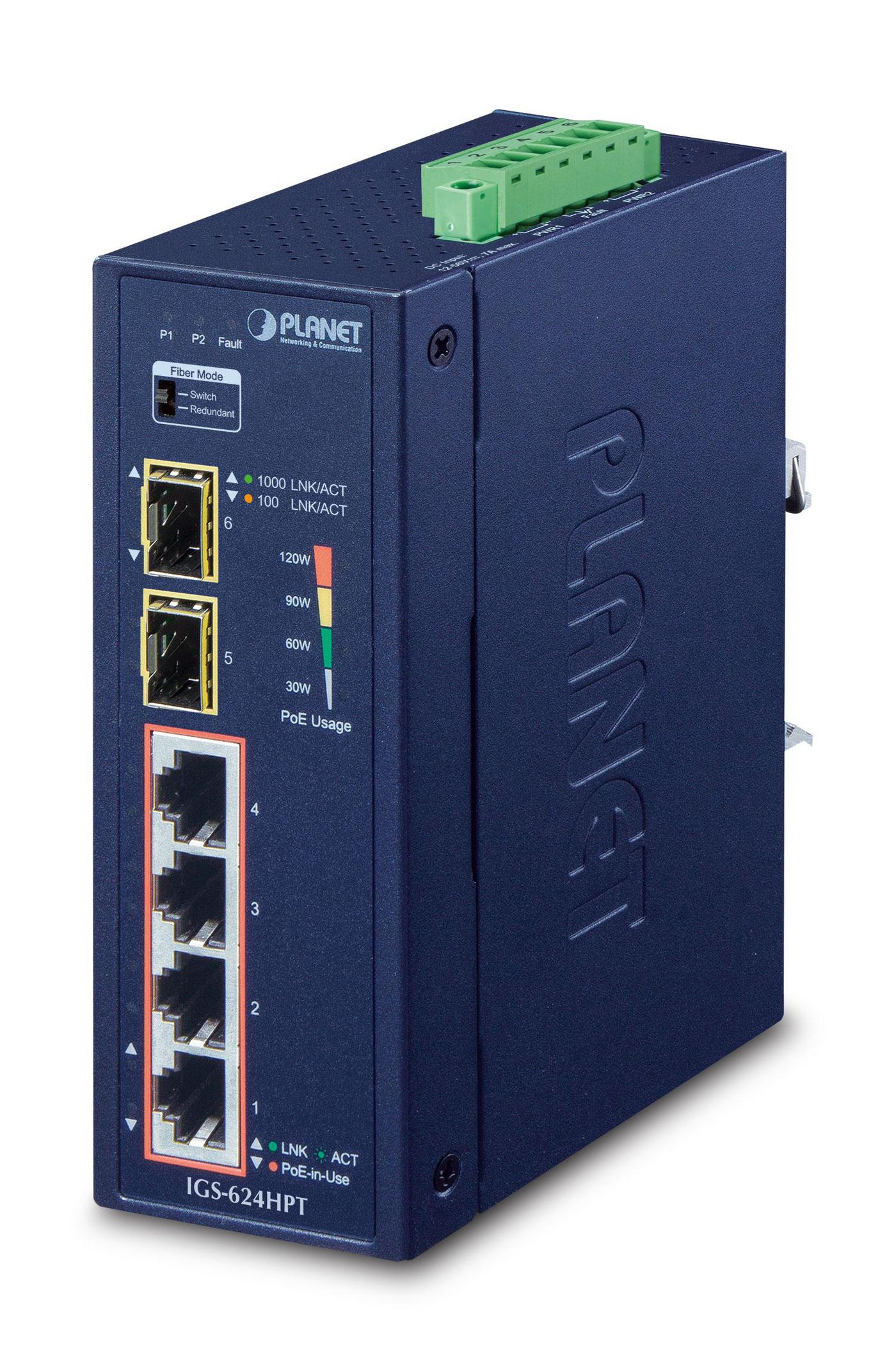 Planet IGS-624HPT IP30 6-Port Gigabit Switch 