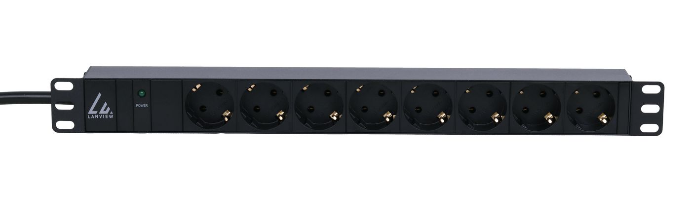 LVR261871S, Lanview 19'' rack mount power strip, 3m, 16A with 8 x 