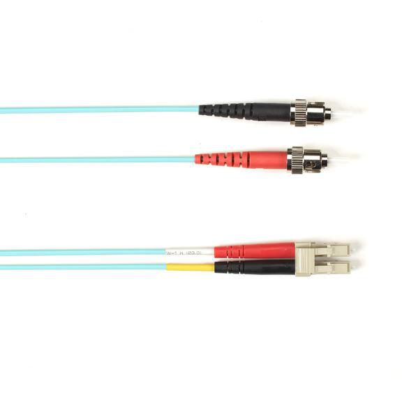 Multimode Fiber Optic Patch Cable - OM3 50/125 - ST TO LC - Aqua - 1M