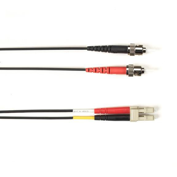 Multimode Fiber Optic Patch Cable - Om3 50/125 - St To Lc - Black - 2m