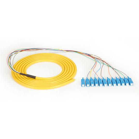 FO PIGTAIL, 12 STRAND, SC SM - FOPT50S1-SC-12YL-3
