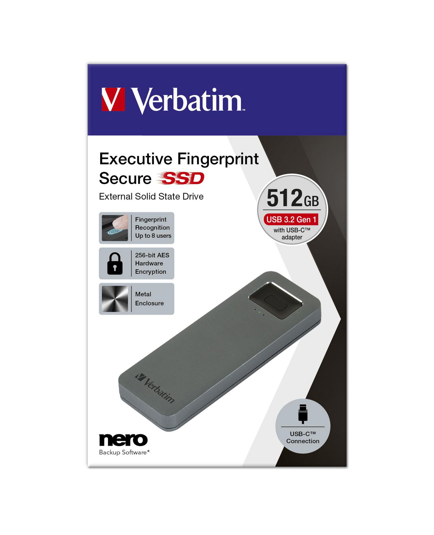 Verbatim 53656 W126181791 Fingerprint Secure SSD USB 