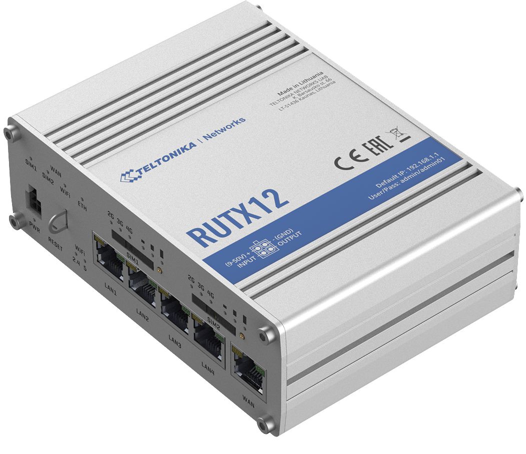Rutx12 Industrial 4g Lte Router CAT6 Dual Sim 1x Gigabit Wan 3x Gigabit Lan Wi-Fi 802.11 A