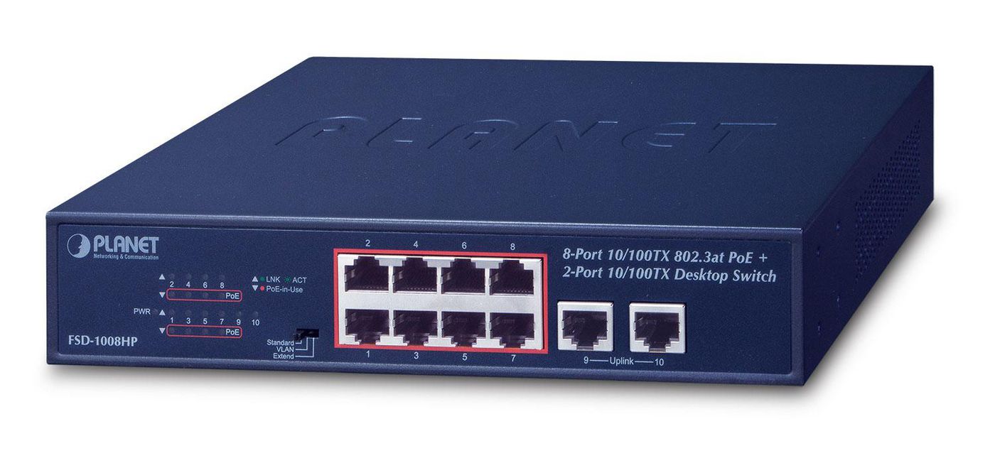 Planet FSD-1008HP 8-Port 10100TX 802.3at PoE 