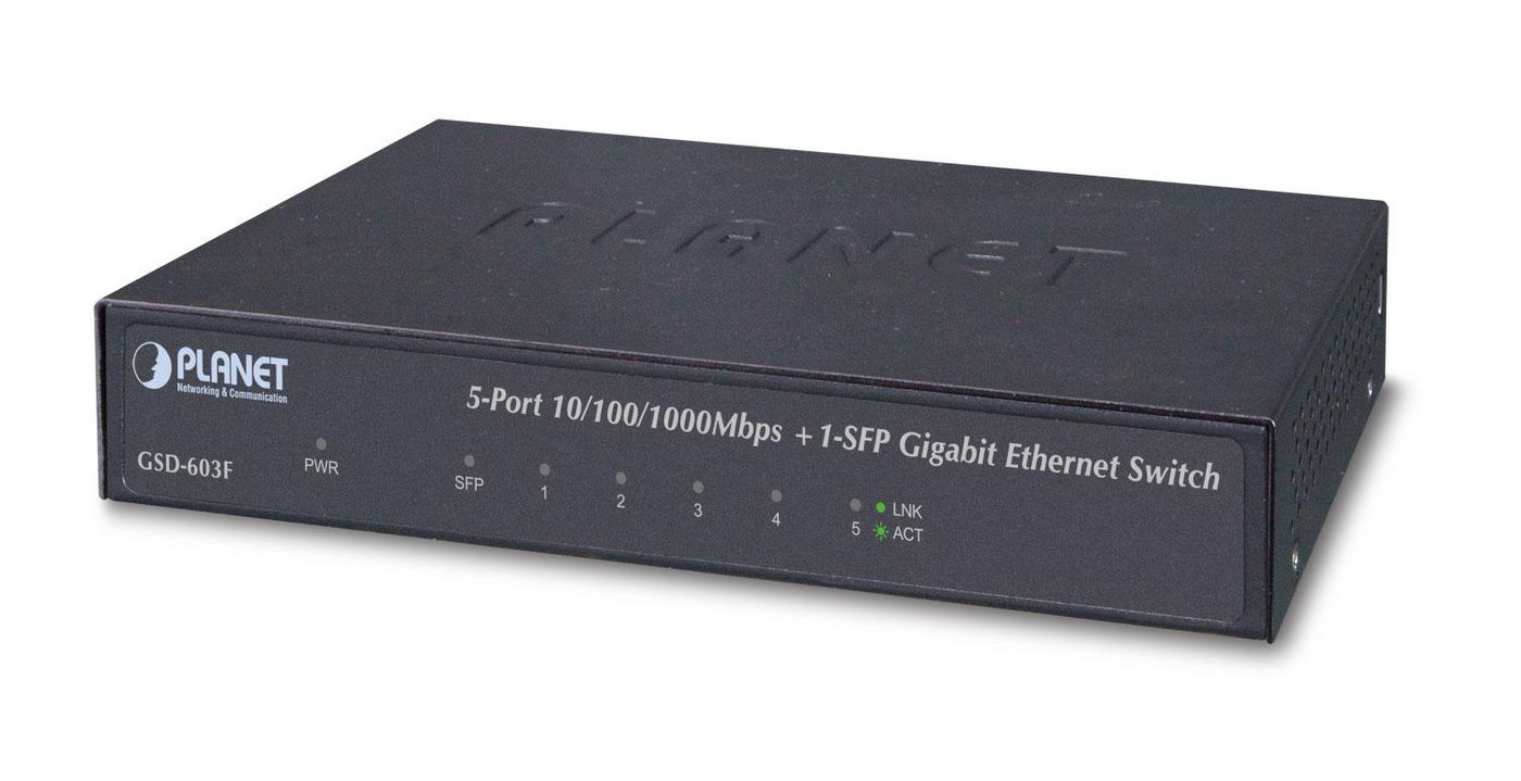 PLANET TECHNOLOGY PLANET 5-Port 10/100/1000T +1-Port 1000X SFP Gigabit Switch