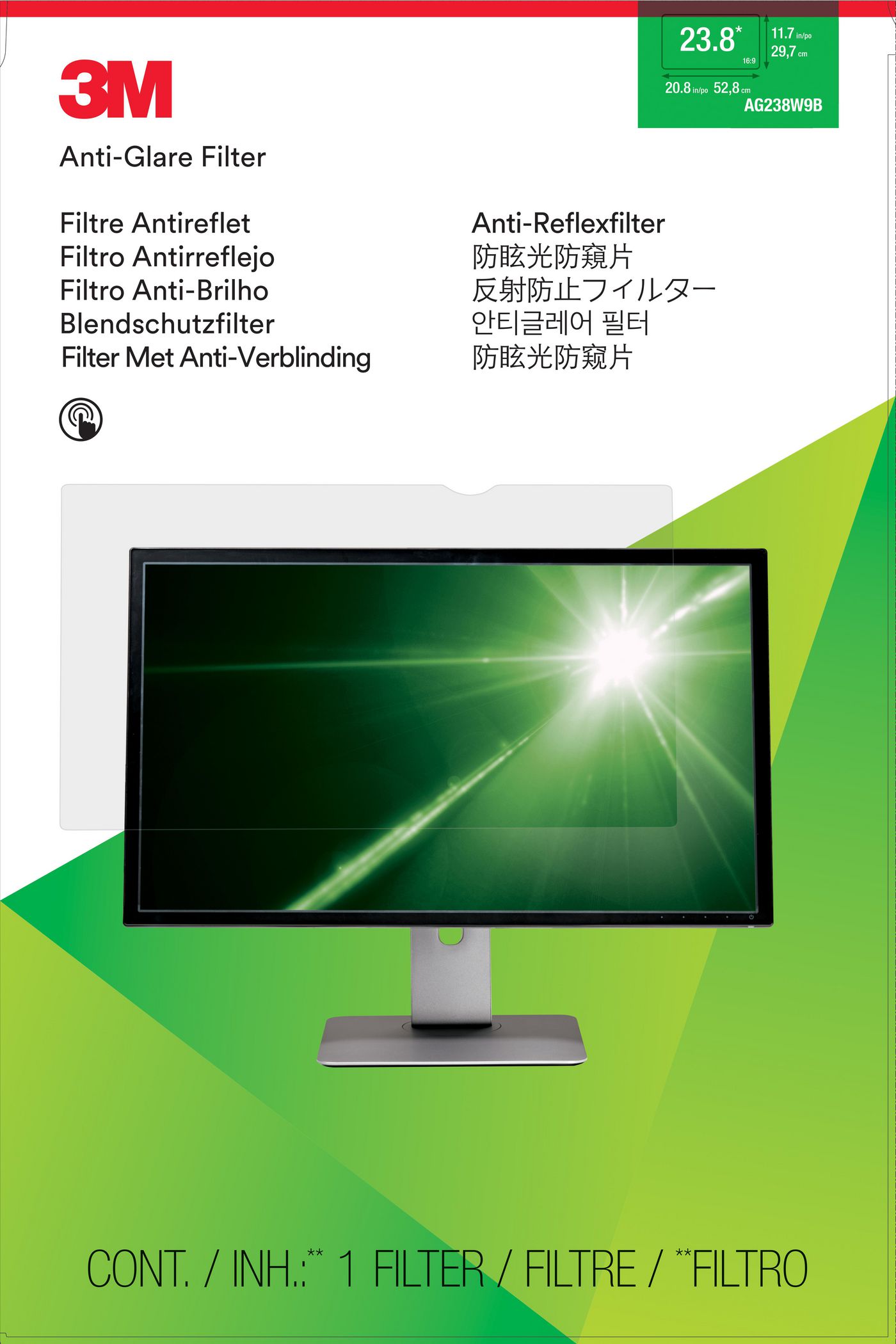 3M AG238W9B Blendschutzfilter für LCD Widescreen Desktop Monitore 60,45cm 23,8Zoll