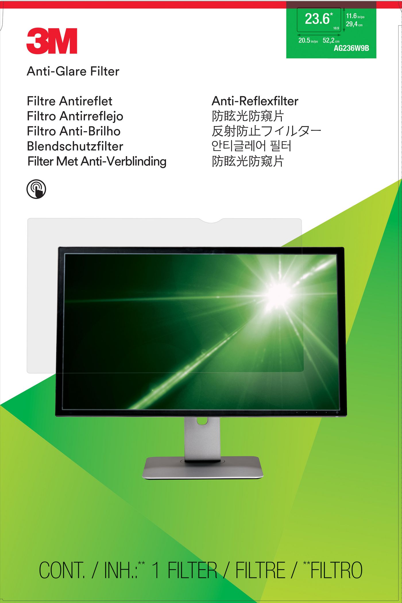 3M AG236W9B Blendschutzfilter für LCD Widescreen Desktop Monitore 59,94cm 23,6Zoll