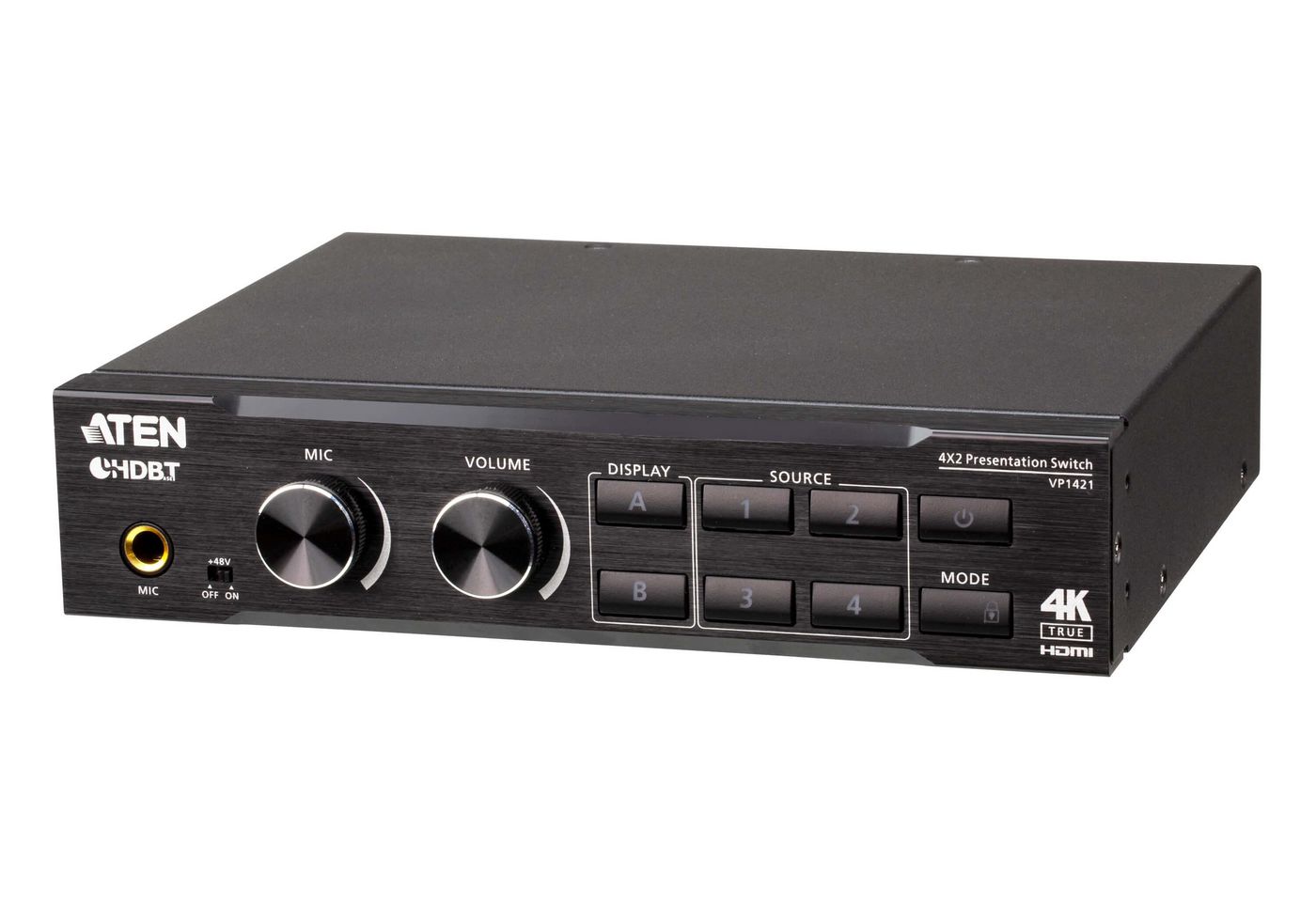 Aten 4 x 2 True 4K Presentation Matrix Switch with Scaler  Audio DSP  HDBaseT and IR / RS-232 / Ethe