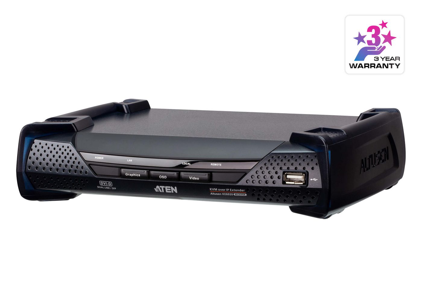 [PREMIUM] Aten USB 2K DVI-D Dual-Link KVM over IPReceiver with USB Peripheral Support  Power/LAN Red